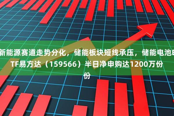 新能源赛道走势分化，储能板块短线承压，储能电池ETF易方达（159566）半日净申购达1200万份