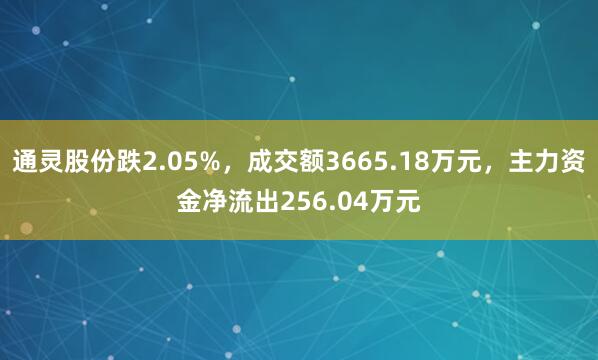 通灵股份跌2.05%，成交额3665.18万元，主力资金净流出256.04万元